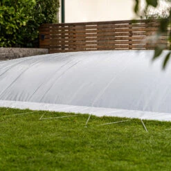 Aufblasbare Poolabdeckung Ovalbecken Blau 490 X 300 Cm -Swimmingpool Verkaufsladen Abdeckung rechteck grau 5 4