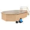 Holzpool Komplettset Oval Sand Mit Stirnseitiger Terasse 1 Holzpool Komplettset Oval Sand Mit Stirnseitiger Terasse -Swimmingpool Verkaufsladen Achteckpool Lang Sonnendeck andere Ecke sand