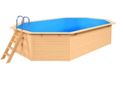 Holzpool Oval Natur/ Blau - 610 X 400 X 124 Cm