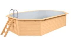 Holzpool Oval Natur/ Grau - 610 X 400 X 124 Cm