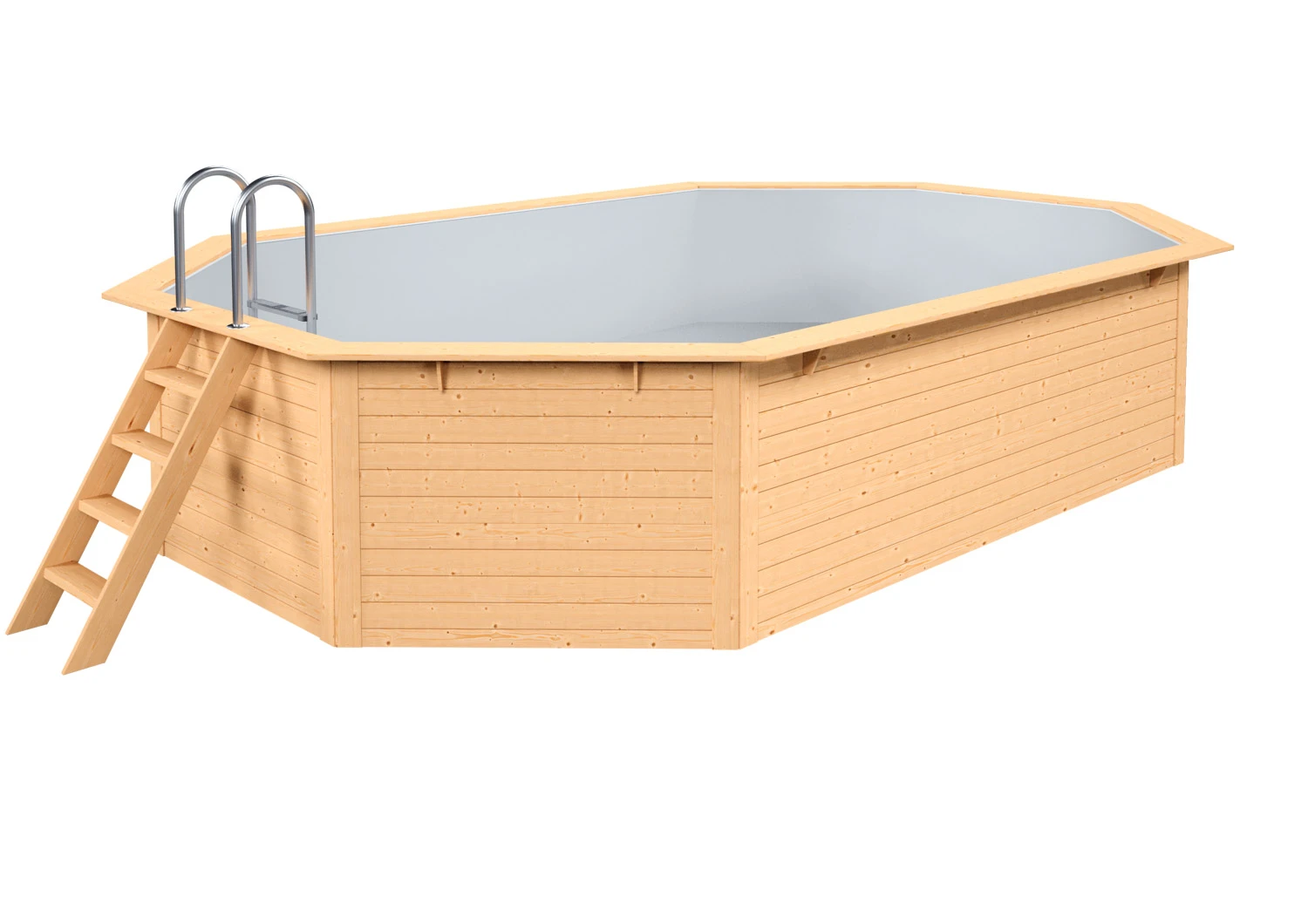 Holzpool Oval Natur/ Grau - 610 X 400 X 124 Cm 3 Holzpool Oval Natur/ Grau - 610 X 400 X 124 Cm