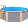 Holzpool Rund Klein Grau/ Blau - 400 X 400 X 124 Cm 1 Holzpool Rund Klein Grau/ Blau - 400 X 400 X 124 Cm -Swimmingpool Verkaufsladen Holzpool Einzelbecken Rund Blau Wassergrau004 001