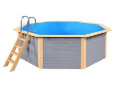Holzpool Rund Klein Grau/ Blau - 400 X 400 X 124 Cm