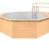 Holzpool Rund Mit Stirnseitiger Terrasse Natur/ Grau - 400 X 400 Cm 2 Holzpool Rund Mit Stirnseitiger Terrasse Natur/ Grau - 400 X 400 Cm -Swimmingpool Verkaufsladen Holzpool Einzelbecken Rund Grau SonnendeckNatur004 001