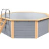 Holzpool Rund Grau/ Grau - 400 X 400 X 124 Cm 1 Holzpool Rund Grau/ Grau - 400 X 400 X 124 Cm -Swimmingpool Verkaufsladen Holzpool Einzelbecken Rund Grau Wassergrau004 001