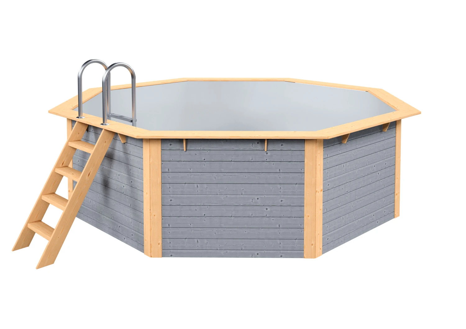 Holzpool Rund Grau/ Grau - 400 X 400 X 124 Cm 3 Holzpool Rund Grau/ Grau - 400 X 400 X 124 Cm