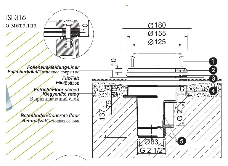 MTS Bodenablauf ABScw 2" Rost Niro VGB 4 MTS Bodenablauf ABScw 2" Rost Niro VGB – Bild 2