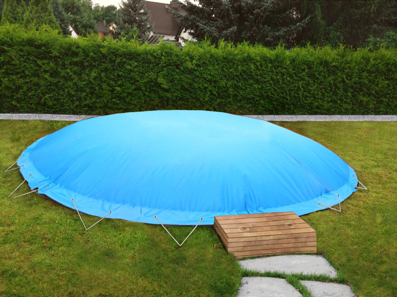 Aufblasbare Poolabdeckung Rundbecken Blau 300 Cm 3 Aufblasbare Poolabdeckung Rundbecken Blau 300 Cm