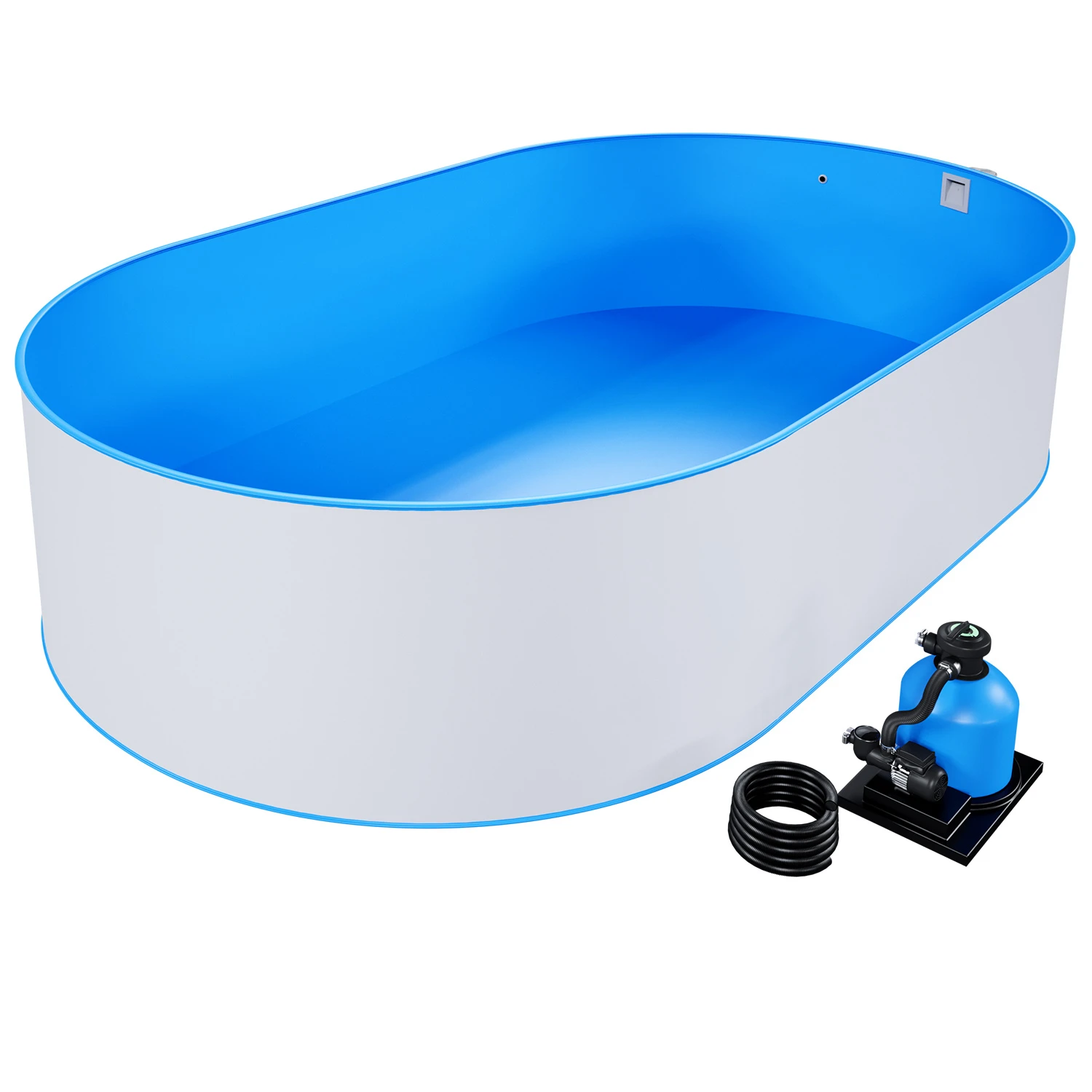 Stahlwandpool Komplettset Basic Oval Blau 0,8mm - 3,00m X 4,90m X 1,20m, Eingelassen 4 Stahlwandpool Komplettset Basic Oval Blau 0,8mm - 3,00m X 4,90m X 1,20m, Eingelassen – Bild 2