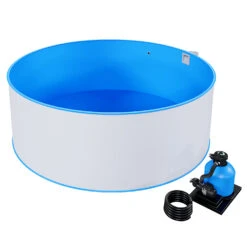 Stahlwandpool Komplettset Basic Rund Blau 0,8mm - D 3,50m, Tiefe 1,20m, Eingelassen 9 Stahlwandpool Komplettset Basic Rund Blau 0,8mm - D 3,50m, Tiefe 1,20m, Eingelassen -Swimmingpool Verkaufsladen Studio Runder Pool Eingelassen Basic Blau HQ 001