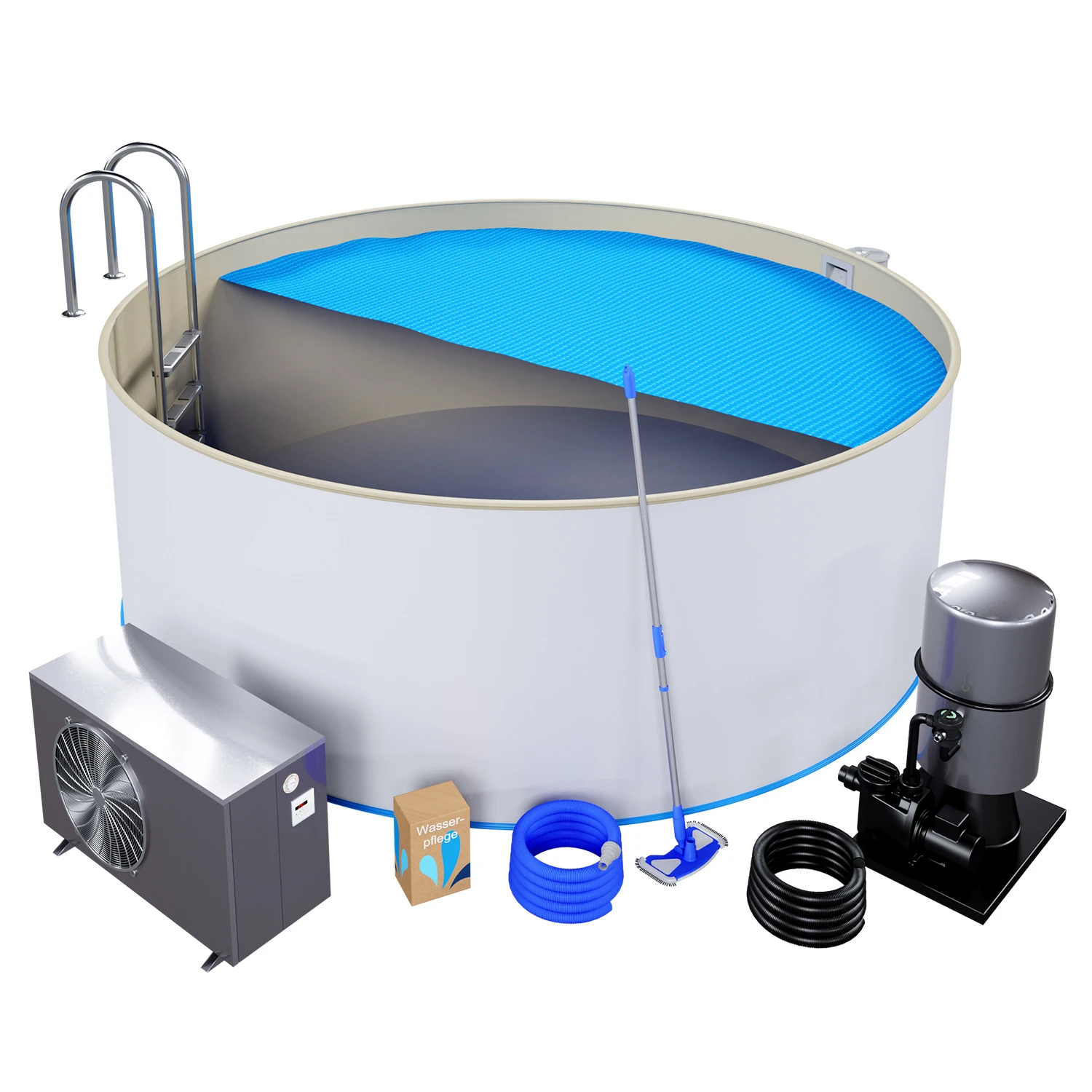 Stahlwandpool Komplettset Premium Rund Sand 0,8mm - D 3,00m, Tiefe 1,20m, Eingelassen 4 Stahlwandpool Komplettset Premium Rund Sand 0,8mm - D 3,00m, Tiefe 1,20m, Eingelassen – Bild 2