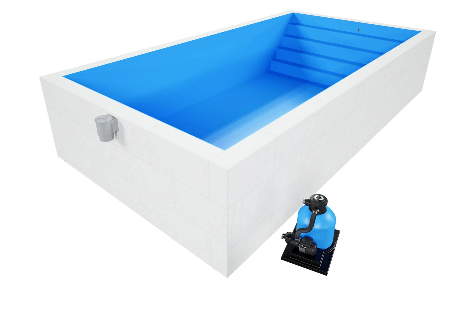 Styroporpool Komplettset Basic Blau Mit Treppe Colossos - 600 X 300 X 150 Cm 4 Styroporpool Komplettset Basic Blau Mit Treppe Colossos - 600 X 300 X 150 Cm – Bild 2