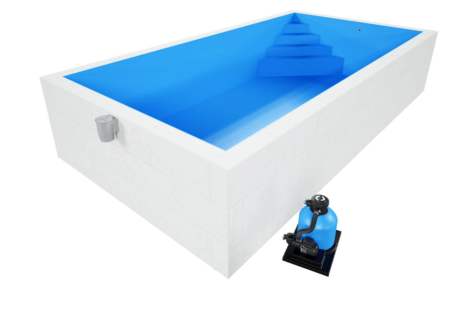 Styroporpool Komplettset Basic Blau Mit Ecktreppe Oblique - 600 X 300 X 150 Cm 4 Styroporpool Komplettset Basic Blau Mit Ecktreppe Oblique - 600 X 300 X 150 Cm – Bild 2