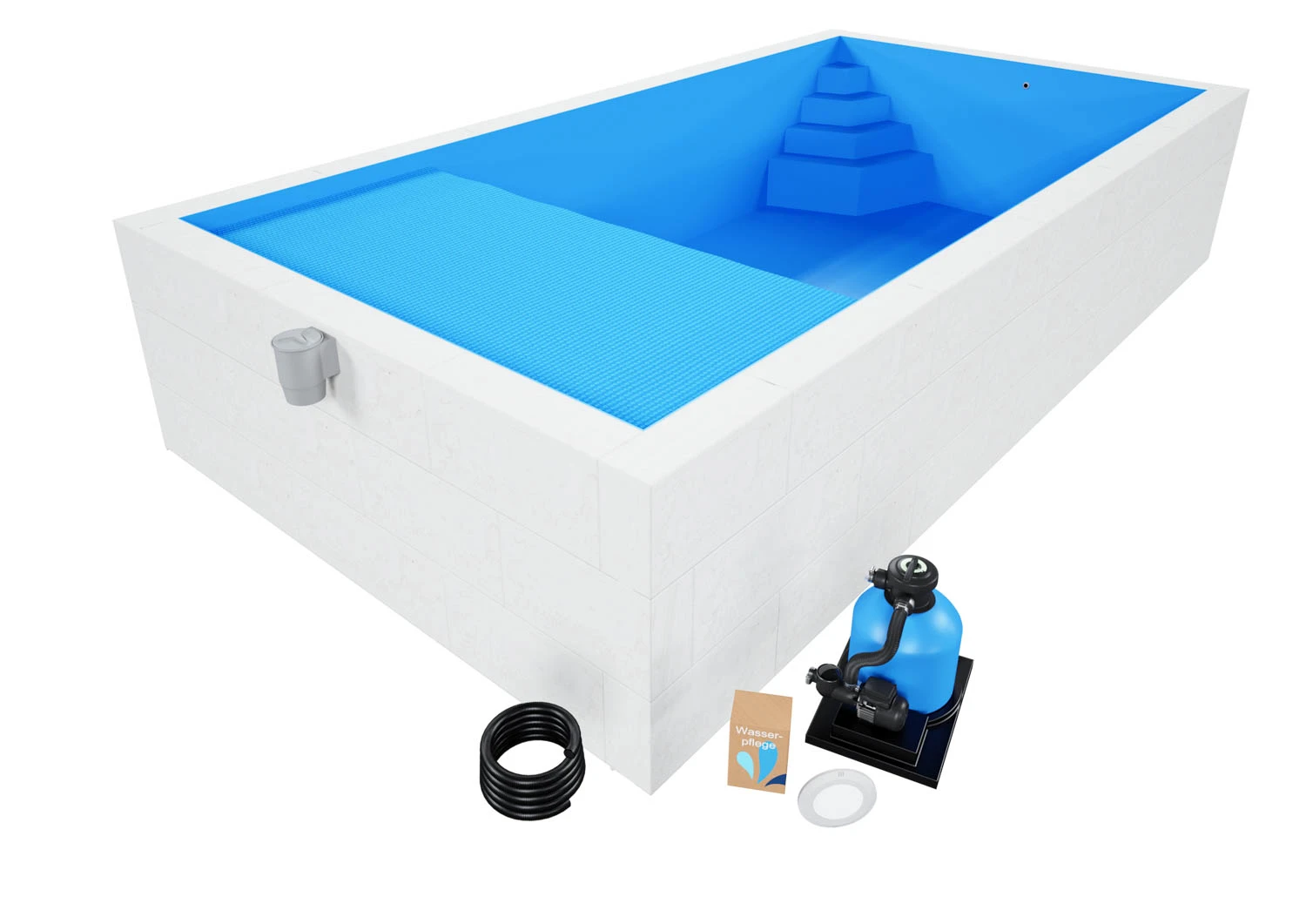 Styroporpool Komplettset Comfort Blau Mit Ecktreppe Smaragd - 600 X 300 X 150 Cm 4 Styroporpool Komplettset Comfort Blau Mit Ecktreppe Smaragd - 600 X 300 X 150 Cm – Bild 2