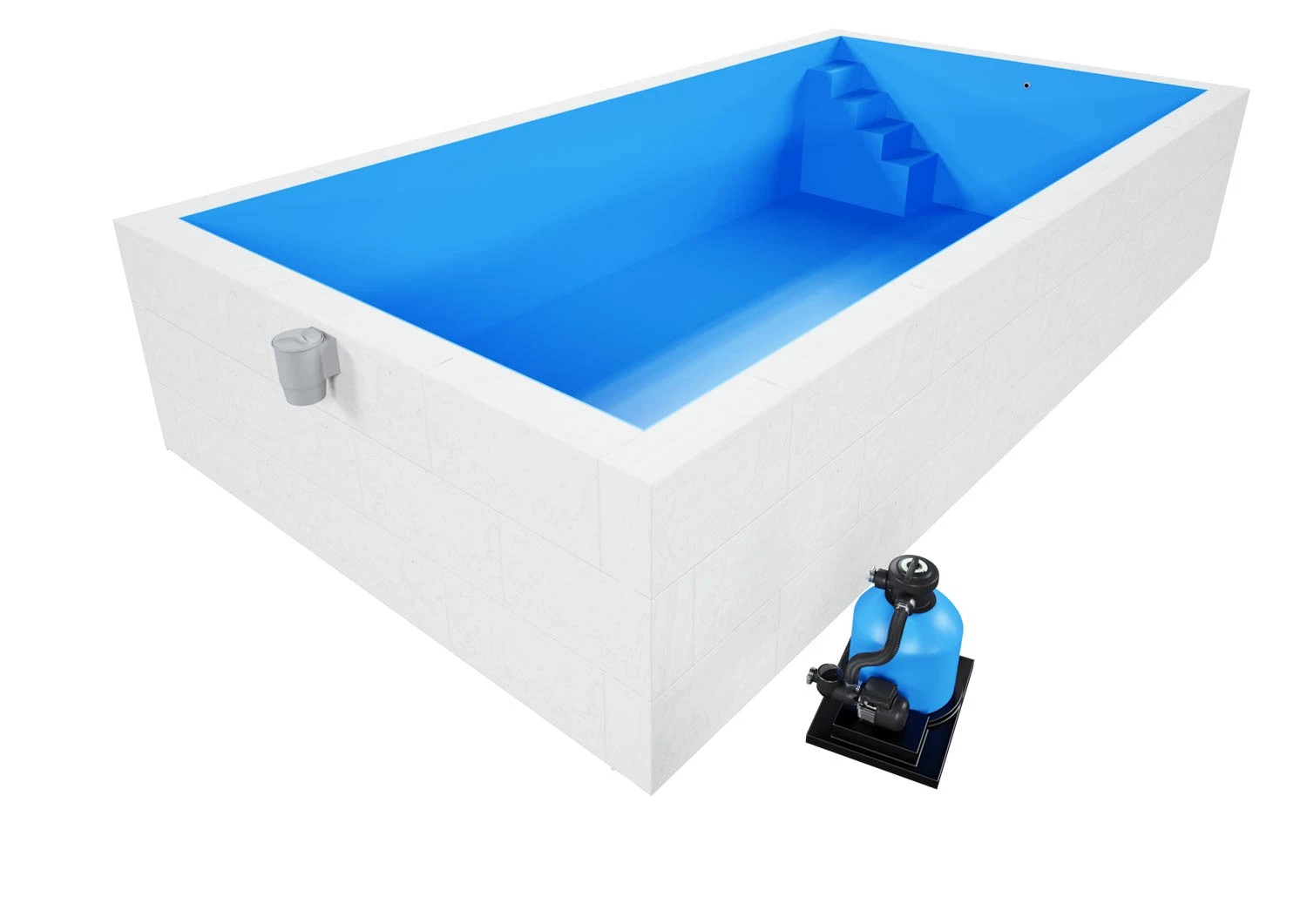 Styroporpool Komplettset Basic Blau Mit Ecktreppe Variofit - 500 X 300 X 150 Cm 4 Styroporpool Komplettset Basic Blau Mit Ecktreppe Variofit - 500 X 300 X 150 Cm – Bild 2