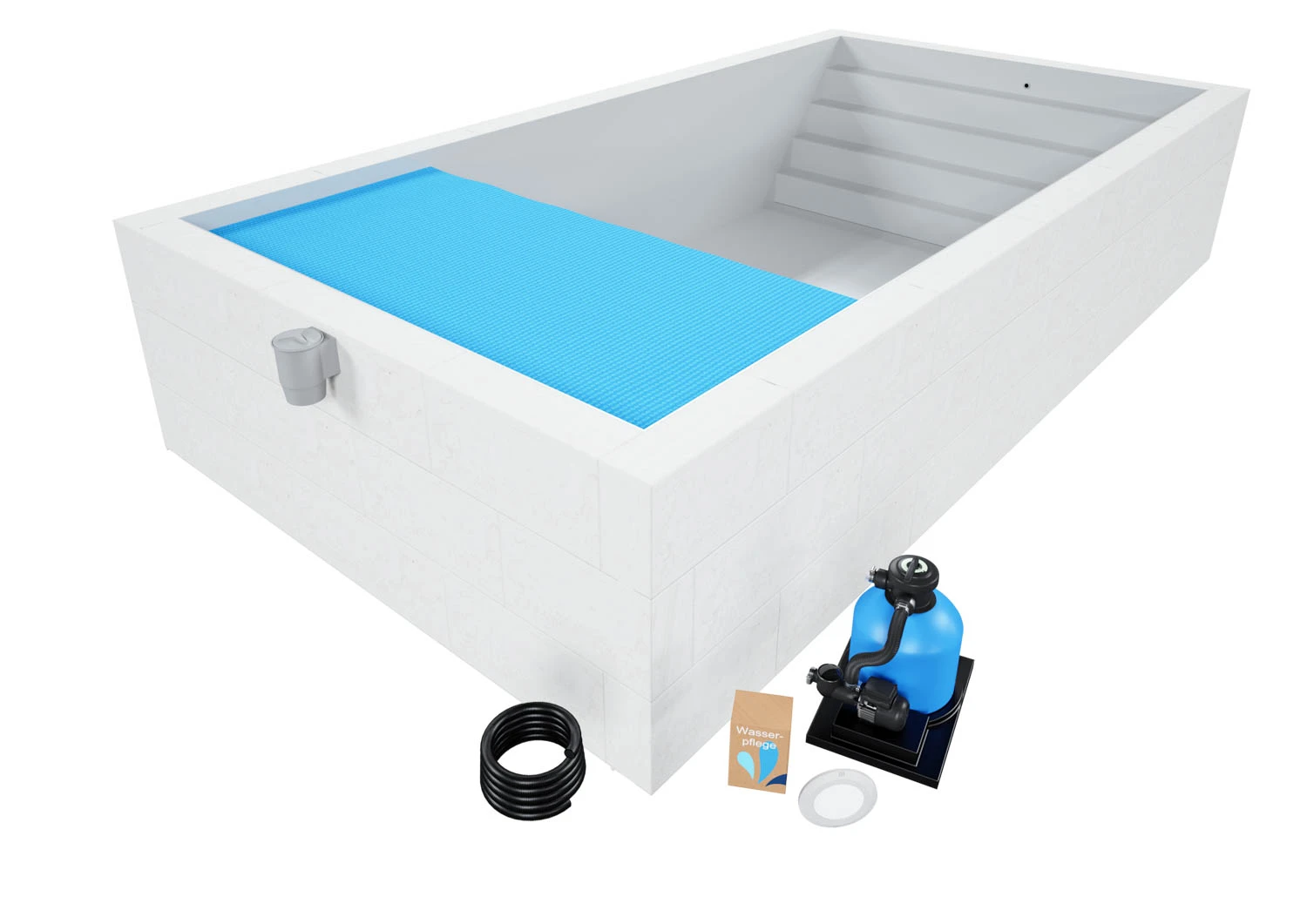 Styroporpool Komplettset Comfort Hellgrau Mit Treppe Colossos - 600 X 300 X 150 Cm 4 Styroporpool Komplettset Comfort Hellgrau Mit Treppe Colossos - 600 X 300 X 150 Cm – Bild 2
