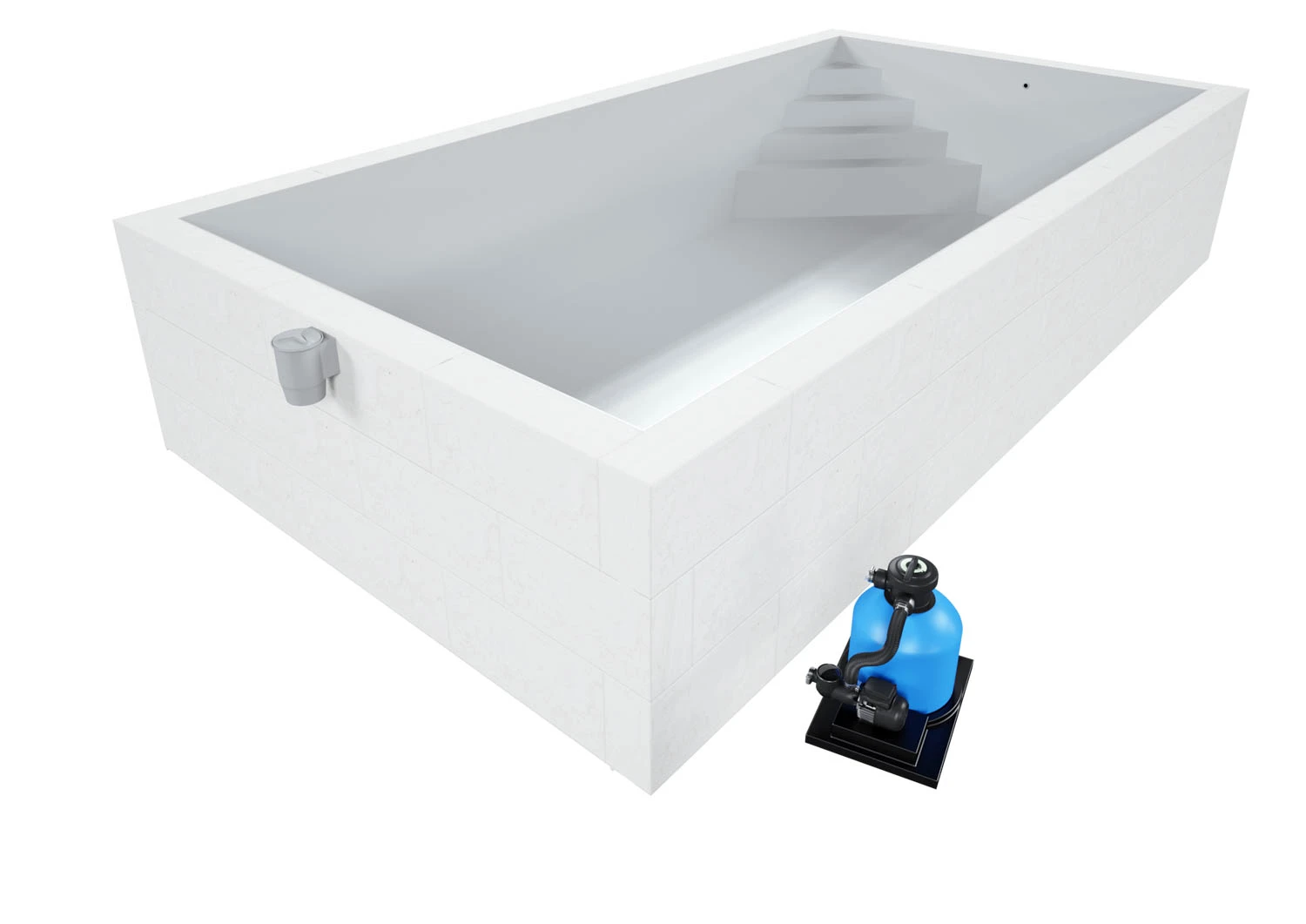 Styroporpool Komplettset Basic Hellgrau Mit Ecktreppe Oblique - 600 X 300 X 150 Cm 4 Styroporpool Komplettset Basic Hellgrau Mit Ecktreppe Oblique - 600 X 300 X 150 Cm – Bild 2