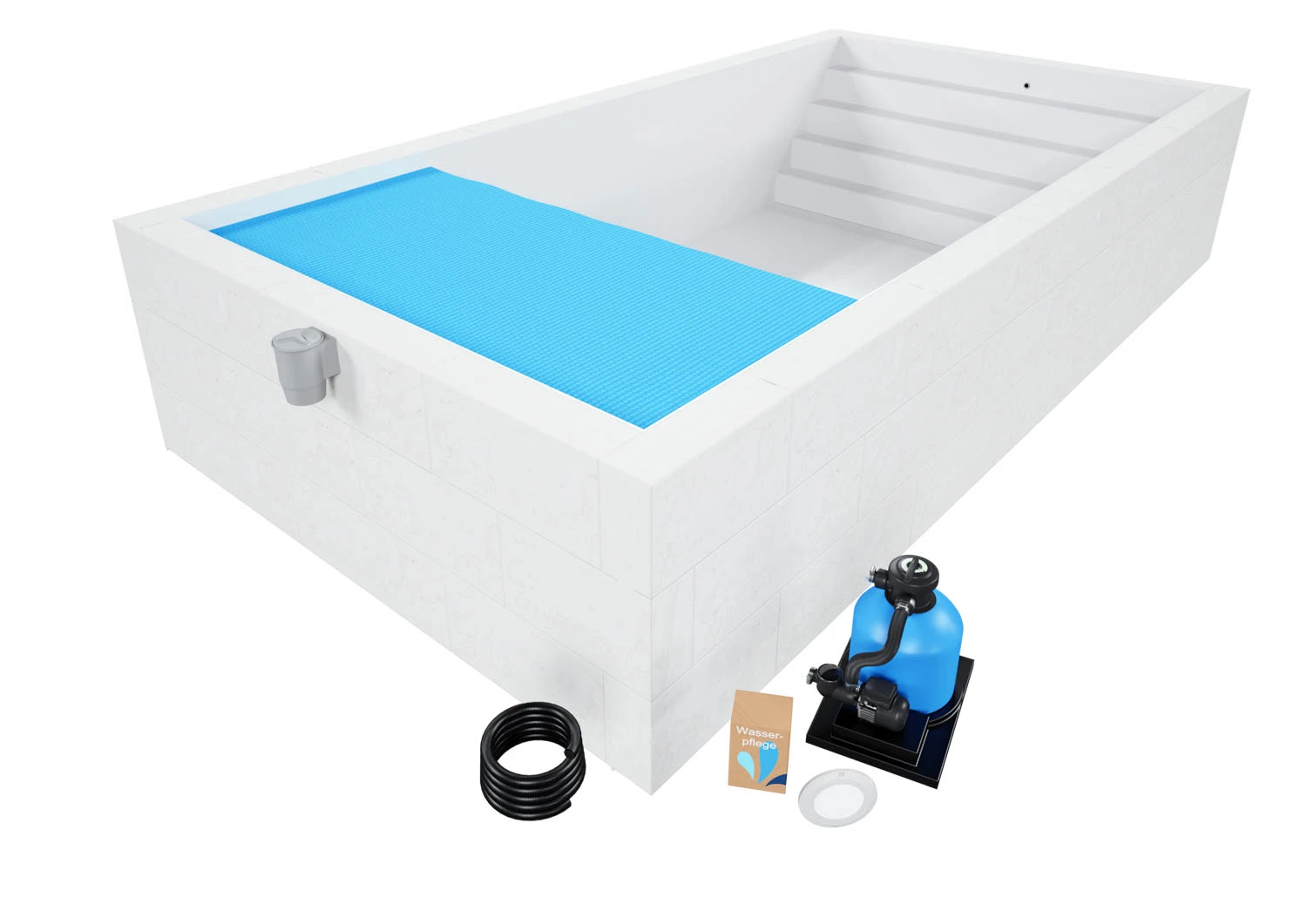 Styroporpool Komplettset Comfort Weiß Mit Treppe Colossos - 600 X 300 X 150 Cm 4 Styroporpool Komplettset Comfort Weiß Mit Treppe Colossos - 600 X 300 X 150 Cm – Bild 2