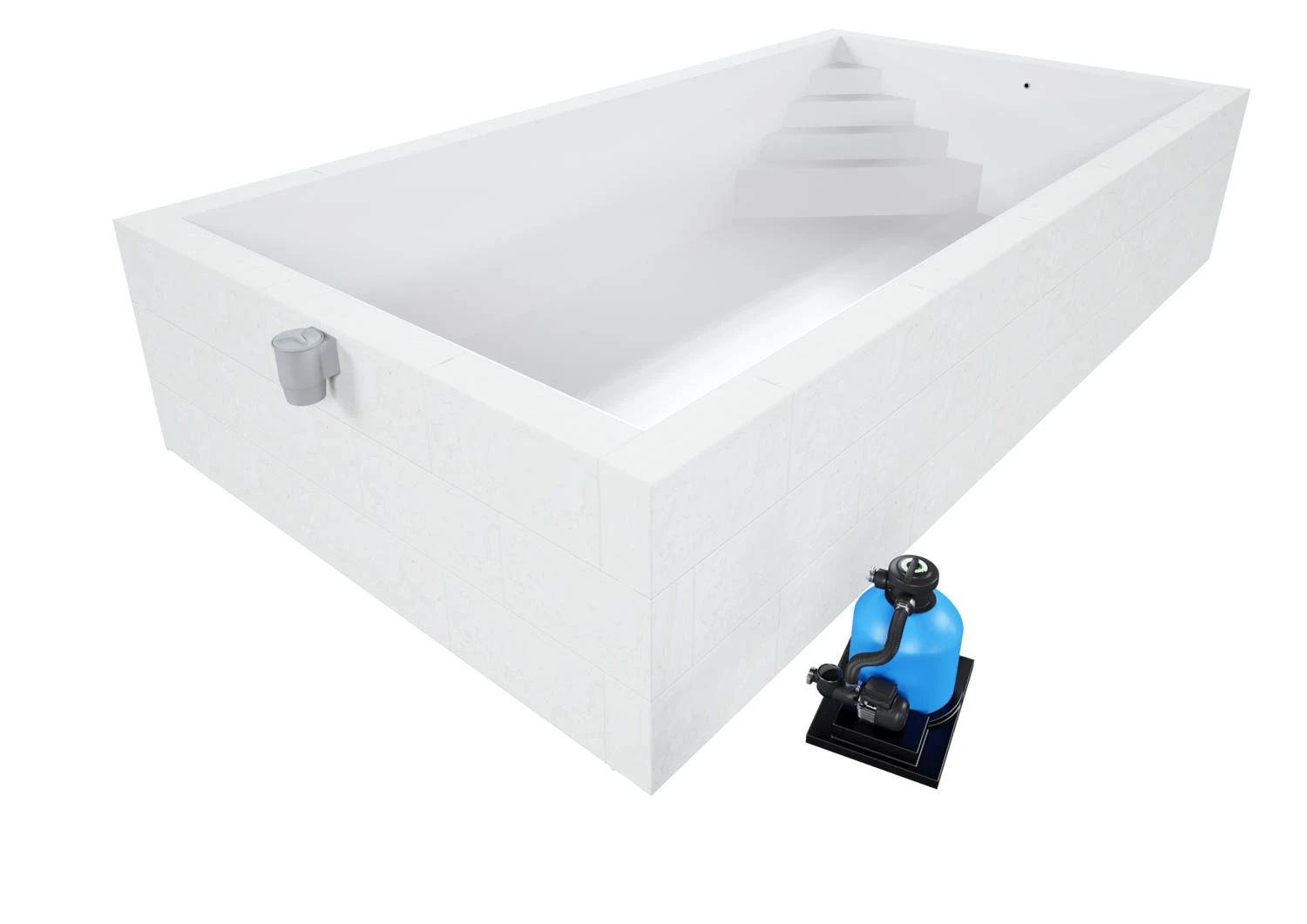 Styroporpool Komplettset Basic Weiß Mit Ecktreppe Oblique - 600 X 300 X 150 Cm 4 Styroporpool Komplettset Basic Weiß Mit Ecktreppe Oblique - 600 X 300 X 150 Cm – Bild 2