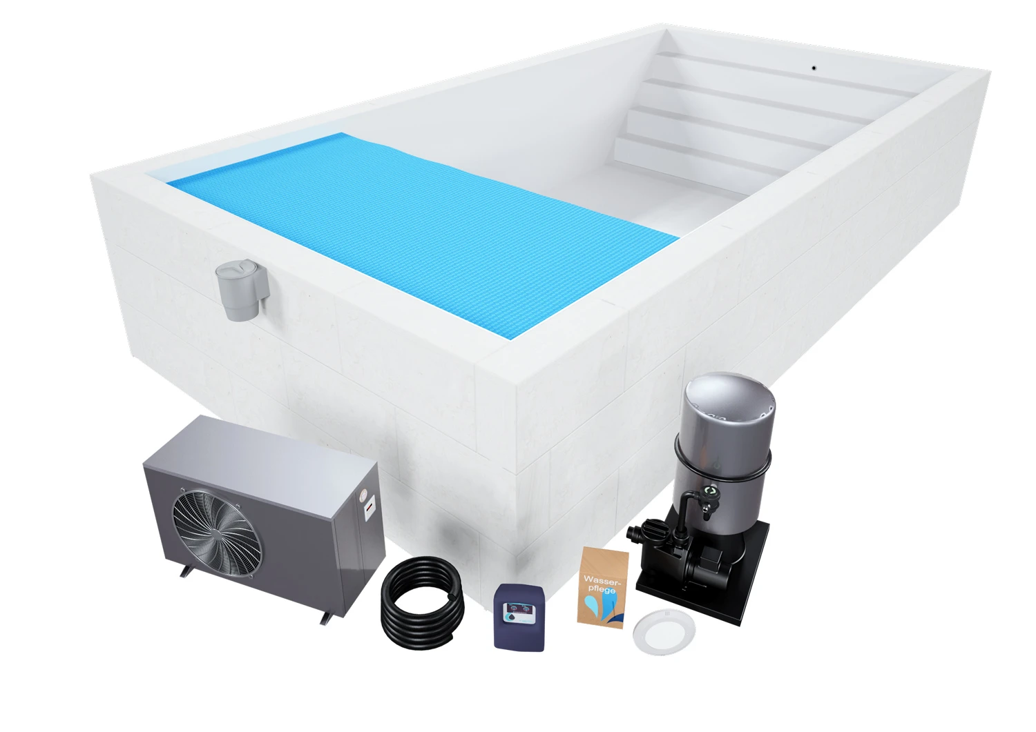 Styroporpool Komplettset Premium Weiß Mit Treppe Colossos - 600 X 300 X 150 Cm 5 Styroporpool Komplettset Premium Weiß Mit Treppe Colossos - 600 X 300 X 150 Cm – Bild 3