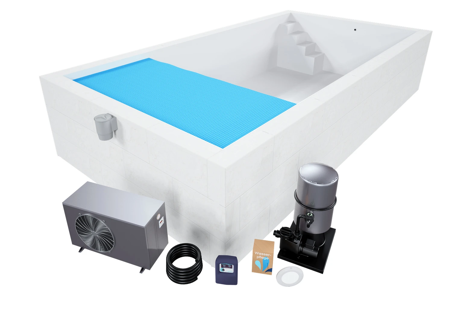 Styroporpool Komplettset Premium Weiß Mit Ecktreppe Variofit - 500 X 300 X 150 Cm 4 Styroporpool Komplettset Premium Weiß Mit Ecktreppe Variofit - 500 X 300 X 150 Cm – Bild 2