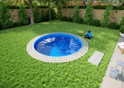 Stahlwandpool Komplettset Basic Rund Blau 0,8mm - D 3,50m, Tiefe 1,20m, Eingelassen