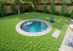 Stahlwandpool Komplettset Basic Rund Sand 0,8mm - D 3,50m, Tiefe 1,20m, Eingelassen