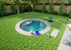 Stahlwandpool Komplettset Comfort Rund Sand 0,8mm - D 3,00m, Tiefe 1,20m, Eingelassen