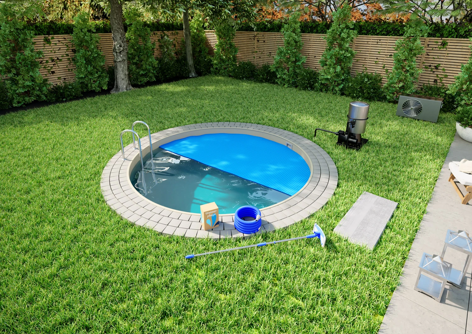 Stahlwandpool Komplettset Premium Rund Sand 0,8mm - D 3,00m, Tiefe 1,20m, Eingelassen 3 Stahlwandpool Komplettset Premium Rund Sand 0,8mm - D 3,00m, Tiefe 1,20m, Eingelassen