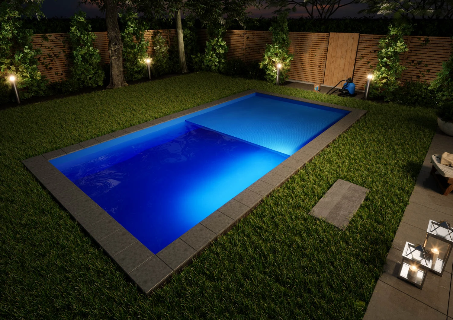 Styroporpool Komplettset Comfort Blau Mit Ecktreppe Oblique - 600 X 300 X 150 Cm 5 Styroporpool Komplettset Comfort Blau Mit Ecktreppe Oblique - 600 X 300 X 150 Cm – Bild 3