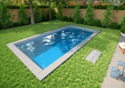 Styroporpool Hellgrau Mit Seitlicher Treppe Oblique - 600 X 300 X 150 Cm