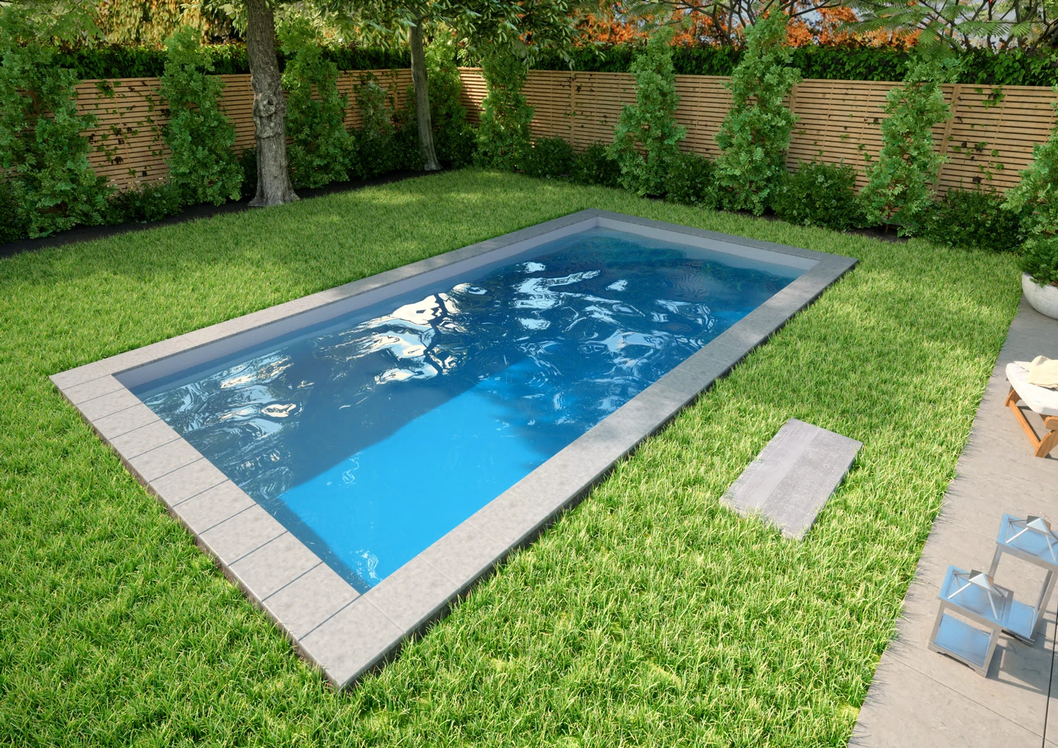 Styroporpool Hellgrau Mit Seitlicher Treppe Oblique - 600 X 300 X 150 Cm 3 Styroporpool Hellgrau Mit Seitlicher Treppe Oblique - 600 X 300 X 150 Cm