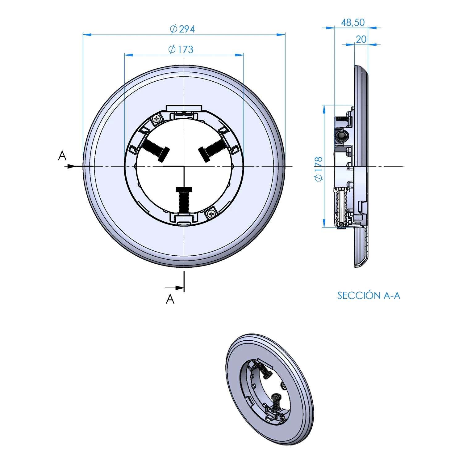 Astralpool Lumiplus FlexiNiche Blende Anthrazit 4 Astralpool Lumiplus FlexiNiche Blende Anthrazit – Bild 2