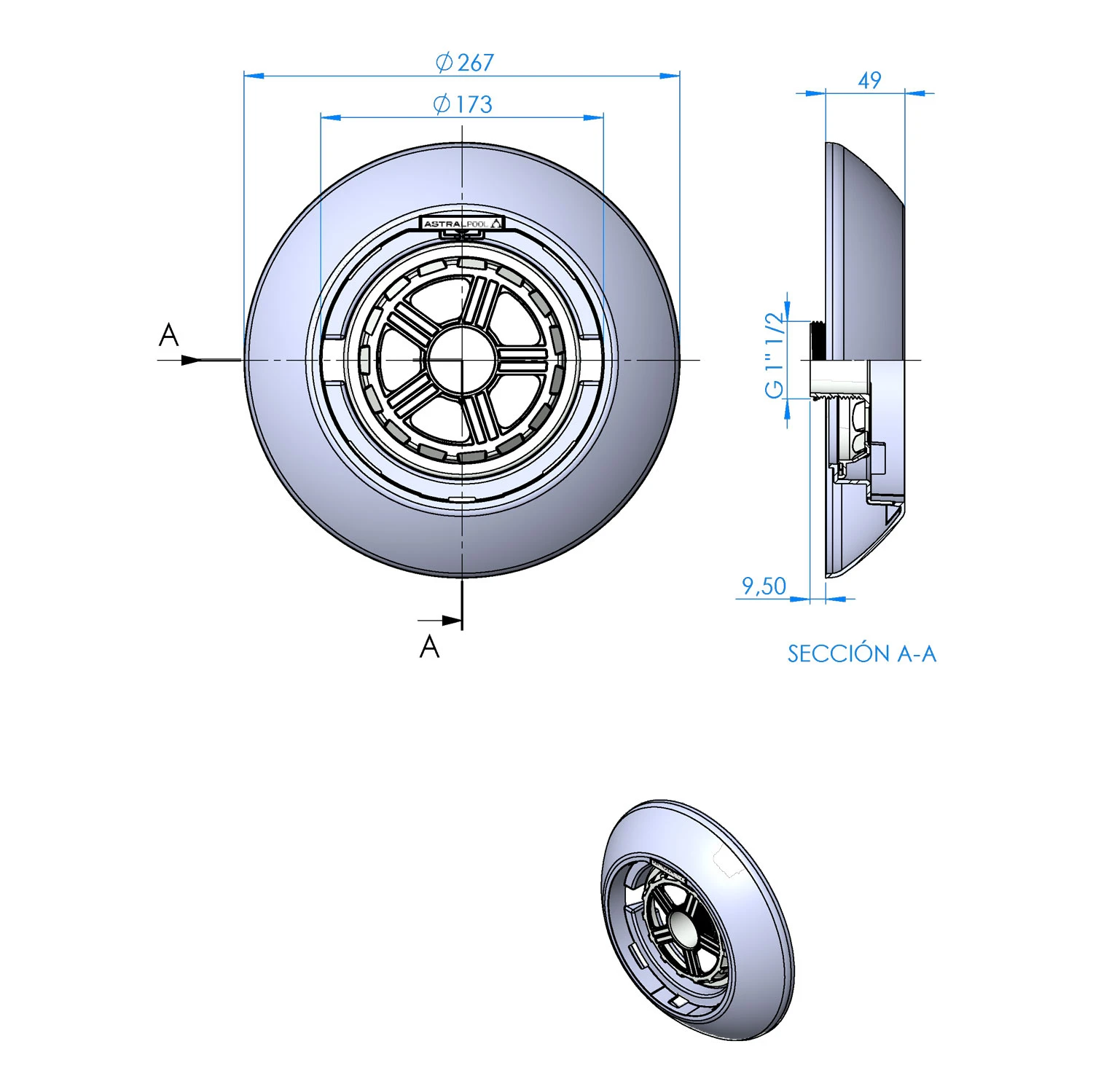 Astralpool Lumiplus FlexiRapid Blende Hellgrau 4 Astralpool Lumiplus FlexiRapid Blende Hellgrau – Bild 2