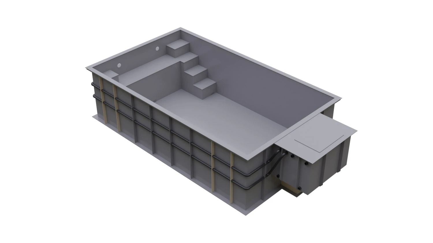 PP-Pool Komplettset Comfort Grau Mit Rollladenabdeckung - 5,00 X 3,00 X 1,36 M 3 PP-Pool Komplettset Comfort Grau Mit Rollladenabdeckung - 5,00 X 3,00 X 1,36 M